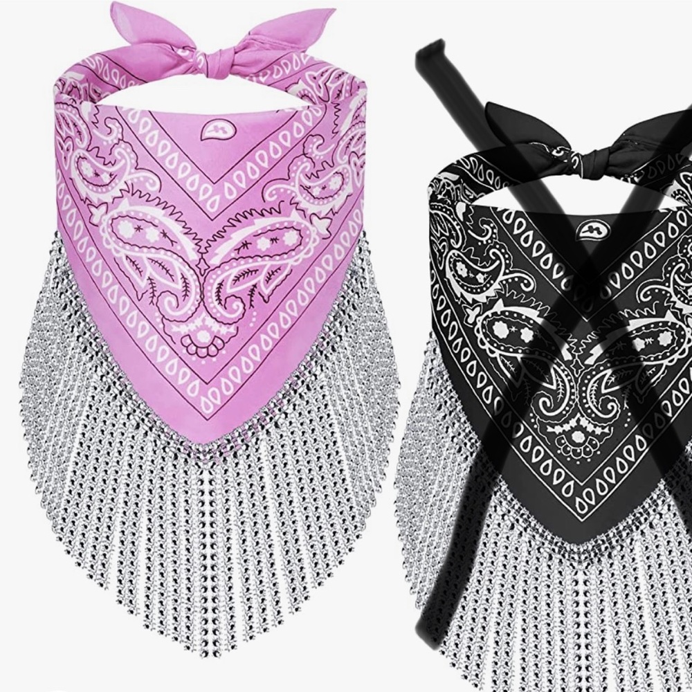 Pink Fringed Bandanna